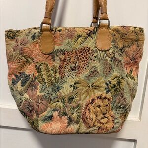 Vintage Tapestry Jungle Tropical Animal Bag Leopard Cheetah Lion